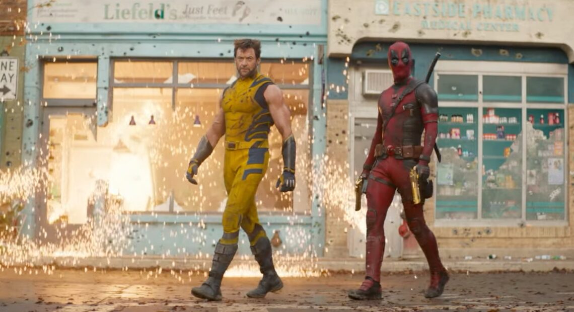 Hugh Jackman e Ryan Reynolds em Deadpool & Wolverine, filme do MCU.